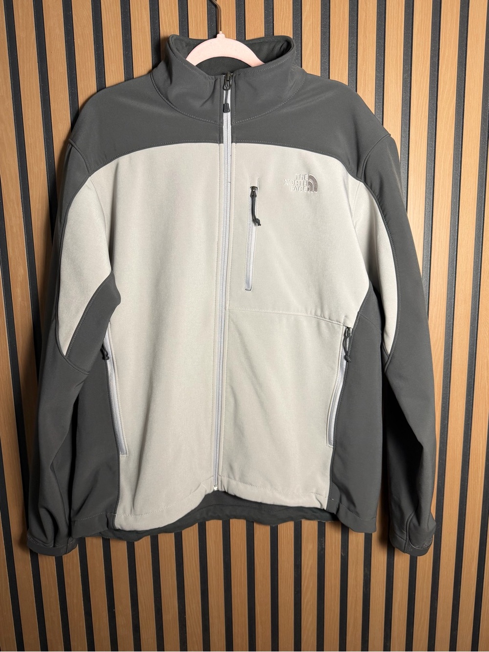 The North Face Men’s Two-Tone Light Gray and Charcoal Softshell Jacket